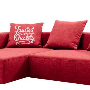Canapé d'angle Heaven Casual XL Tissu - Rouge - Méridienne courte à gauche (vue de face) - Fonction couchage - Coffre de lit