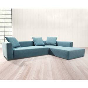 Ecksofa Heaven Casual XL Webstoff Aqua - Longchair davorstehend rechts - Keine Funktion