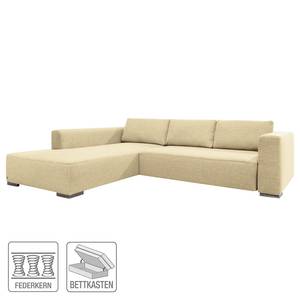 Ecksofa Heaven Colors Style M Webstoff Stoff TCU: 1 warm beige - Longchair davorstehend links - Schlaffunktion - Bettkasten