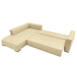 Canapé d'angle Heaven Colors Style M Tissu - Tissu TCU : 1 warm beige - Méridienne courte à gauche (vue de face) - Fonction couchage - Coffre de lit