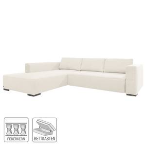 Ecksofa Heaven Colors Style M Webstoff Stoff TCU: 0 pure white - Longchair davorstehend links - Schlaffunktion - Bettkasten