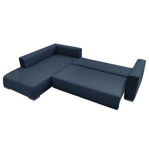 Canapé d'angle Heaven Colors Style M Tissu - Tissu TCU : 16 navy blue - Méridienne courte à gauche (vue de face) - Fonction couchage - Coffre de lit
