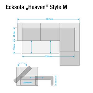 Canapé d'angle Heaven Colors Style M Tissu - Tissu TCU : 9 light grey - Méridienne courte à gauche (vue de face) - Fonction couchage - Coffre de lit