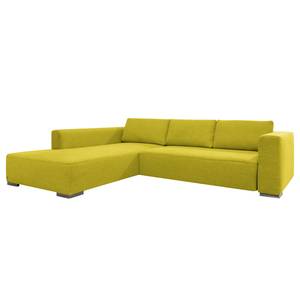 Canapé d'angle Heaven Colors Style M Tissu - Tissu TCU : 5 cool lemon - Méridienne courte à gauche (vue de face) - Fonction couchage - Coffre de lit