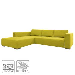 Hoekbank Heaven Colors Style M geweven stof - Stof TCU: 5 cool lemon - Longchair vooraanzicht links - Slaapfunctie - Opbergruimte