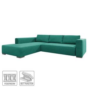 Canapé d'angle Heaven Colors Style M Tissu - Tissu TCU : 3 ocean blue - Méridienne courte à gauche (vue de face) - Fonction couchage - Coffre de lit