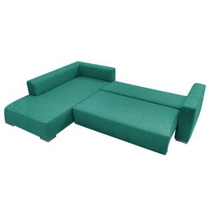 Canapé d'angle Heaven Colors Style M Tissu - Tissu TCU : 3 ocean blue - Méridienne courte à gauche (vue de face) - Fonction couchage - Coffre de lit