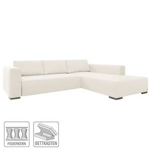 Ecksofa Heaven Colors Style M Webstoff Stoff TCU: 0 pure white - Longchair davorstehend rechts - Schlaffunktion - Bettkasten