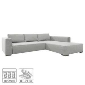 Ecksofa Heaven Colors Style M Webstoff Stoff TCU: 9 light grey - Longchair davorstehend rechts - Schlaffunktion - Bettkasten