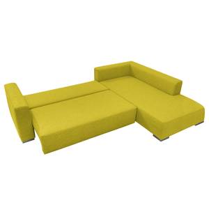 Canapé d'angle Heaven Colors Style M Tissu - Tissu TCU : 5 cool lemon - Méridienne courte à droite (vue de face) - Fonction couchage - Coffre de lit