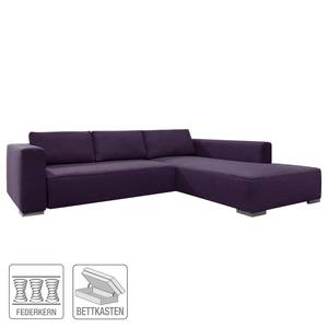 Hoekbank Heaven Colors Style M geweven stof - Stof TCU: 47 very purple - Longchair vooraanzicht rechts - Slaapfunctie - Opbergruimte