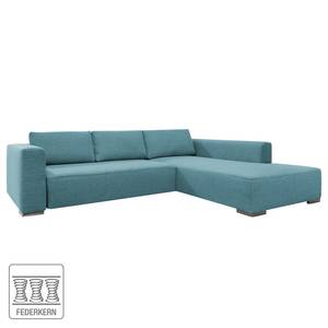 Hoekbank Heaven Colors Style M geweven stof - Stof TCU: 6 fresh blue - Longchair vooraanzicht rechts - Geen functie