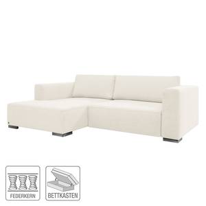 Hoekbank Heaven Colors Style S geweven stof - Stof TCU: 0 pure white - Longchair vooraanzicht links - Slaapfunctie