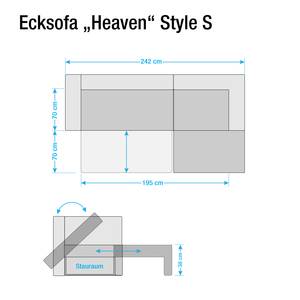 Canapé d'angle Heaven Colors Style S Tissu - Tissu TCU : 19 pencil grey - Méridienne courte à gauche (vue de face) - Fonction couchage
