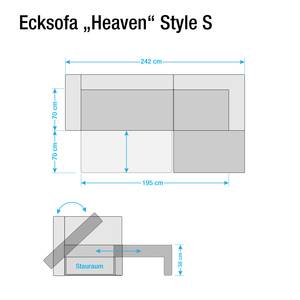 Ecksofa Heaven Colors Style S Webstoff Stoff TCU: 9 light grey - Longchair davorstehend links - Schlaffunktion