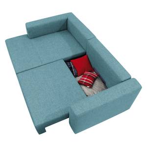 Canapé d'angle Heaven Colors Style S Tissu - Tissu TCU : 6 fresh blue - Méridienne courte à gauche (vue de face) - Fonction couchage