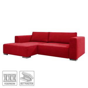 Canapé d'angle Heaven Colors Style S Tissu - Tissu TCU : 7 warm red - Méridienne courte à gauche (vue de face) - Fonction couchage