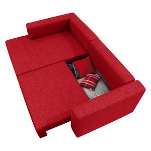Hoekbank Heaven Colors Style S geweven stof - Stof TCU: 7 warm red - Longchair vooraanzicht links - Slaapfunctie