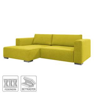 Hoekbank Heaven Colors Style S geweven stof - Stof TCU: 5 cool lemon - Longchair vooraanzicht links - Slaapfunctie