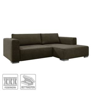 Ecksofa Heaven Colors Style S Webstoff Stoff TCU: 4 vintage brown - Longchair davorstehend rechts - Schlaffunktion