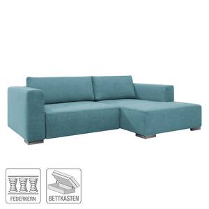 Hoekbank Heaven Colors Style S geweven stof - Stof TCU: 6 fresh blue - Longchair vooraanzicht rechts - Slaapfunctie