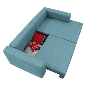 Ecksofa Heaven Colors Style S Webstoff Stoff TCU: 6 fresh blue - Longchair davorstehend rechts - Schlaffunktion