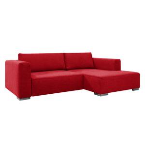Hoekbank Heaven Colors Style S geweven stof - Stof TCU: 7 warm red - Longchair vooraanzicht rechts - Slaapfunctie