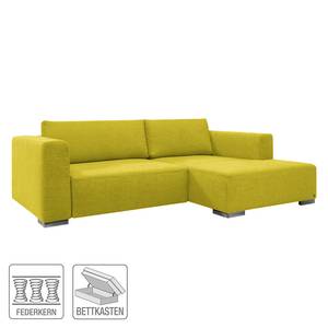 Ecksofa Heaven Colors Style S Webstoff Stoff TCU: 5 cool lemon - Longchair davorstehend rechts - Schlaffunktion