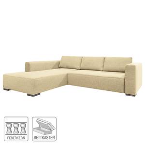 Canapé d'angle Heaven Colors Style XL Tissu - Tissu TCU : 1 warm beige - Méridienne courte à gauche (vue de face) - Fonction couchage