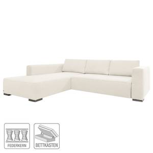 Hoekbank Heaven Colors Style XL geweven stof - Stof TCU: 0 pure white - Longchair vooraanzicht links - Slaapfunctie