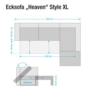 Canapé d'angle Heaven Colors Style XL Tissu - Tissu TCU : 9 light grey - Méridienne courte à gauche (vue de face) - Fonction couchage