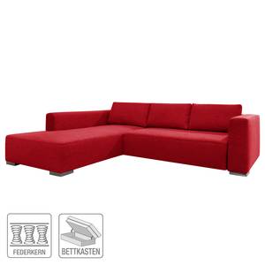 Canapé d'angle Heaven Colors Style XL Tissu - Tissu TCU : 7 warm red - Méridienne courte à gauche (vue de face) - Fonction couchage