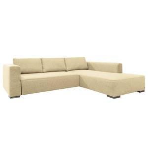 Ecksofa Heaven Colors Style XL Webstoff Stoff TCU: 1 warm beige - Longchair davorstehend rechts - Schlaffunktion