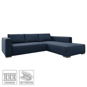 Canapé d'angle Heaven Colors Style XL Tissu - Tissu TCU : 16 navy blue - Méridienne courte à droite (vue de face) - Fonction couchage
