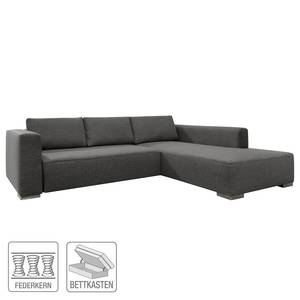 Ecksofa Heaven Colors Style XL Webstoff Stoff TCU: 19 pencil grey - Longchair davorstehend rechts - Schlaffunktion