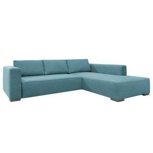 Canapé d'angle Heaven Colors Style XL Tissu - Tissu TCU : 6 fresh blue - Méridienne courte à droite (vue de face) - Fonction couchage
