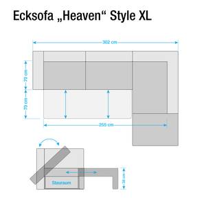 Ecksofa Heaven Colors Style XL Webstoff Webstoff - Stoff TCU: 6 fresh blue - Longchair davorstehend rechts - Schlaffunktion