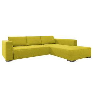 Canapé d'angle Heaven Colors Style XL Tissu - Tissu TCU : 5 cool lemon - Méridienne courte à droite (vue de face) - Fonction couchage