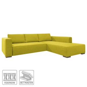 Ecksofa Heaven Colors Style XL Webstoff Stoff TCU: 5 cool lemon - Longchair davorstehend rechts - Schlaffunktion