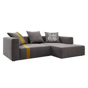 Hoekbank Heaven Stripe geweven stof longchair vooraanzicht rechts - Grijs/geel - 3 kussens