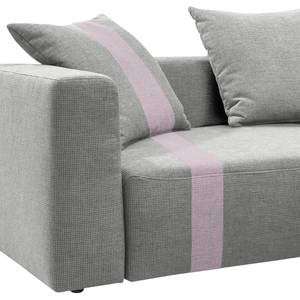 Ecksofa Heaven Stripe Webstoff Longchair davorstehend rechts - Hellgrau/Lavendel - 3 Kissen