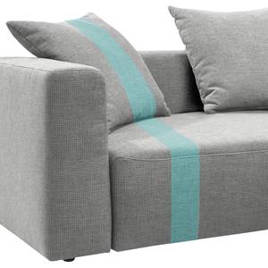 Ecksofa Heaven Stripe Webstoff Longchair davorstehend rechts - Hellgrau/Himmelblau - Ohne Kissen