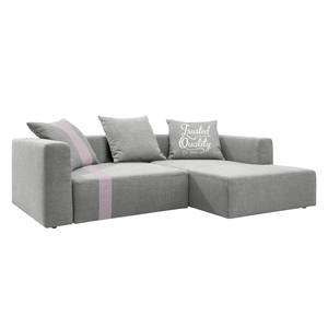 Ecksofa Heaven Stripe Webstoff Longchair davorstehend rechts - Hellgrau/Lavendel - Ohne Kissen