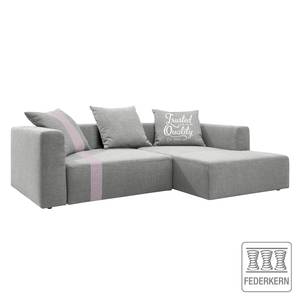 Ecksofa Heaven Stripe Webstoff Longchair davorstehend rechts - Hellgrau/Lavendel - Ohne Kissen