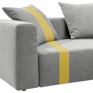 Ecksofa Heaven Stripe Webstoff Longchair davorstehend rechts - Hellgrau/Maisgelb - 3 Kissen