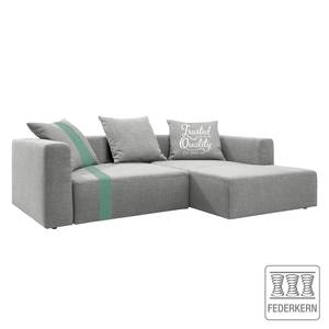 Ecksofa Heaven Stripe Webstoff Longchair davorstehend rechts - Hellgrau/Mint - Ohne Kissen