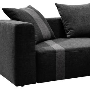 Ecksofa Heaven Stripe Webstoff Longchair davorstehend rechts - Schwarz / Grau - 3 Kissen