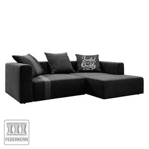 Ecksofa Heaven Stripe Webstoff Longchair davorstehend rechts - Schwarz / Grau - 3 Kissen