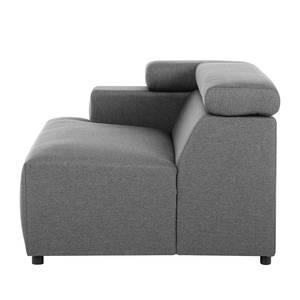 Ecksofa Hillier Webstoff Anthrazit / Hellgrau - Longchair davorstehend rechts