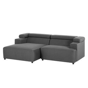 Ecksofa Hillier Webstoff Anthrazit Longchair davorstehend links